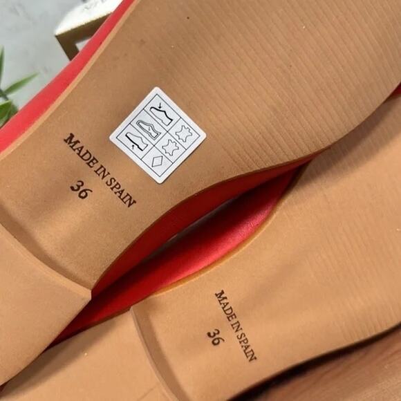 BluBlonc Maya Red Leather Pointed-Toe Bow Flats Size 36 US 6 - Picture 8 of 8